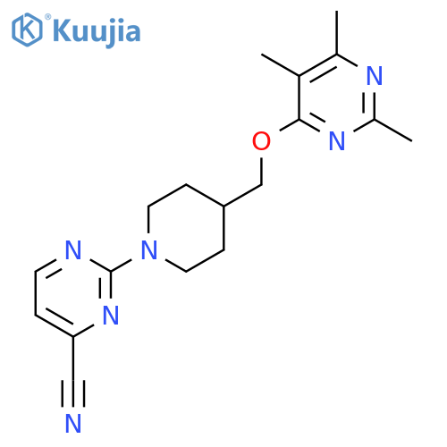 2-(4-{[(2,5,6-Trimethylpyrimidin-4-yl)oxy]methyl}piperidin-1-yl)pyrimidine-4-carbonitrile structure