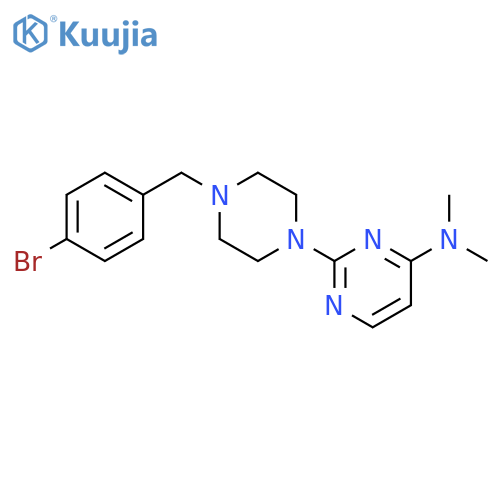 2-{4-[(4-bromophenyl)methyl]piperazin-1-yl}-N,N-dimethylpyrimidin-4-amine structure