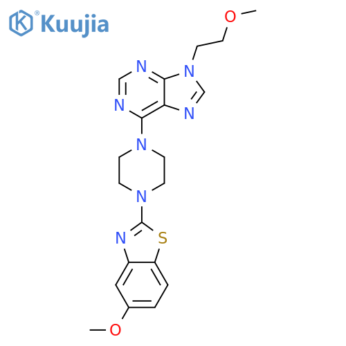 6-[4-(5-methoxy-1,3-benzothiazol-2-yl)piperazin-1-yl]-9-(2-methoxyethyl)-9H-purine structure