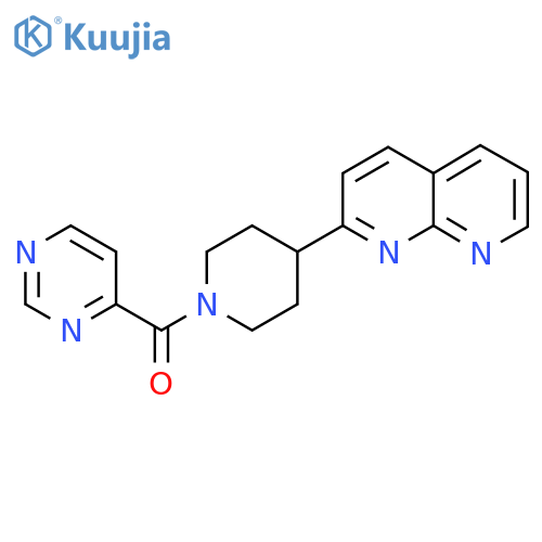 2-[1-(Pyrimidine-4-carbonyl)piperidin-4-yl]-1,8-naphthyridine structure