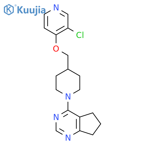 3-chloro-4-[(1-{5H,6H,7H-cyclopenta[d]pyrimidin-4-yl}piperidin-4-yl)methoxy]pyridine structure