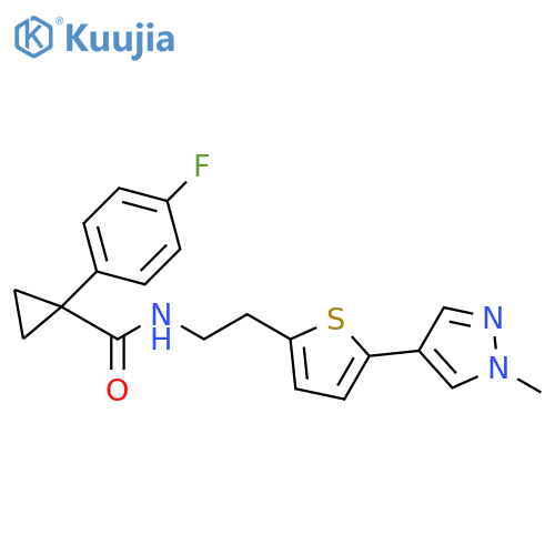 1-(4-fluorophenyl)-N-{2-[5-(1-methyl-1H-pyrazol-4-yl)thiophen-2-yl]ethyl}cyclopropane-1-carboxamide structure