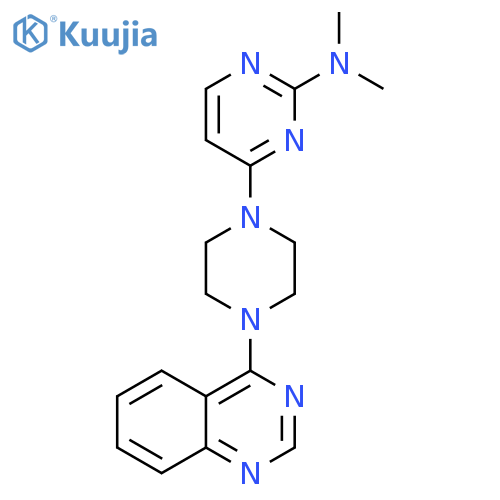 N,N-dimethyl-4-[4-(quinazolin-4-yl)piperazin-1-yl]pyrimidin-2-amine structure