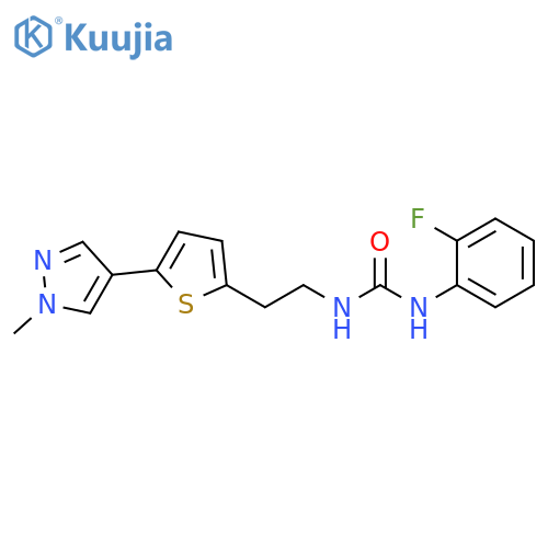 1-(2-fluorophenyl)-3-{2-5-(1-methyl-1H-pyrazol-4-yl)thiophen-2-ylethyl}urea structure