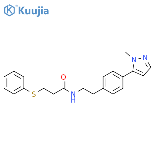 N-{2-[4-(1-methyl-1H-pyrazol-5-yl)phenyl]ethyl}-3-(phenylsulfanyl)propanamide structure