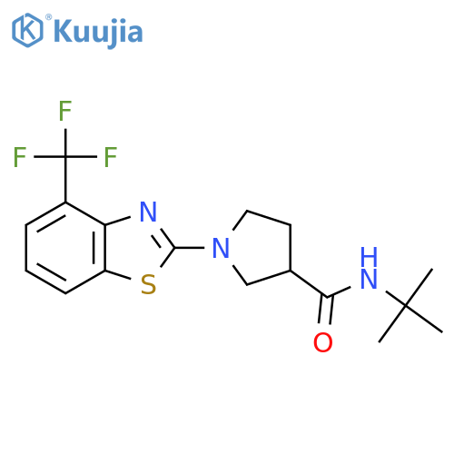 N-tert-butyl-1-[4-(trifluoromethyl)-1,3-benzothiazol-2-yl]pyrrolidine-3-carboxamide structure