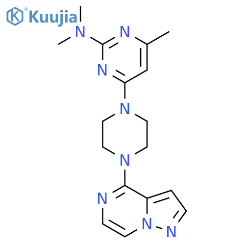 N,N,4-trimethyl-6-(4-{pyrazolo[1,5-a]pyrazin-4-yl}piperazin-1-yl)pyrimidin-2-amine structure