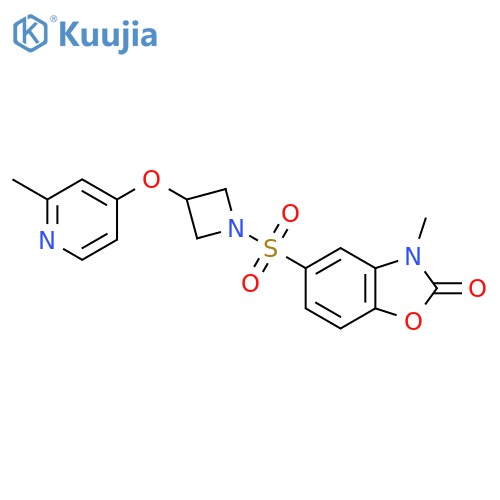 3-Methyl-5-({3-[(2-methylpyridin-4-yl)oxy]azetidin-1-yl}sulfonyl)-2,3-dihydro-1,3-benzoxazol-2-one structure