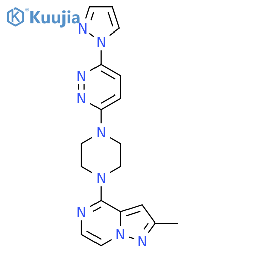 3-(4-{2-methylpyrazolo[1,5-a]pyrazin-4-yl}piperazin-1-yl)-6-(1H-pyrazol-1-yl)pyridazine structure