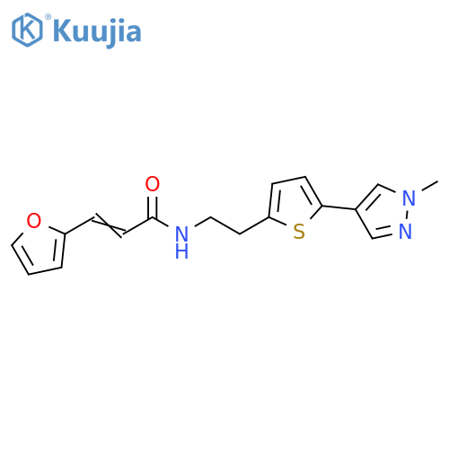 (2E)-3-(furan-2-yl)-N-{2-5-(1-methyl-1H-pyrazol-4-yl)thiophen-2-ylethyl}prop-2-enamide structure