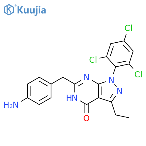 4H-Pyrazolo[3,4-d]pyrimidin-4-one,6-[(4-aminophenyl)methyl]-3-ethyl-1,5-dihydro-1-(2,4,6-trichlorophenyl)- structure