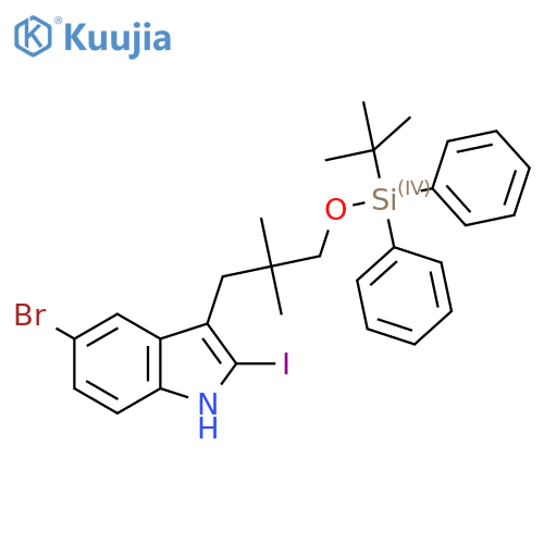 5-Bromo-3-(3-((tert-butyldiphenylsilyl)oxy)-2,2-dimethylpropyl)-2-iodo-1H-indole structure