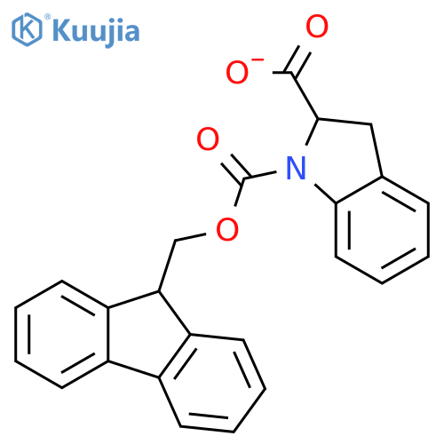 1-{(9H-fluoren-9-yl)methoxycarbonyl}-2,3-dihydro-1H-indole-2-carboxylic acid structure