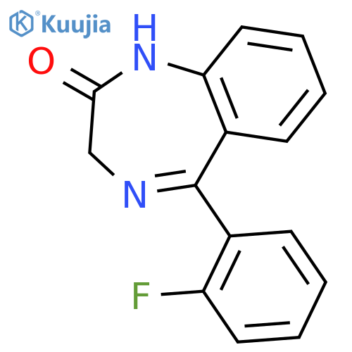 5-(2-fluorophenyl)-1,3-dihydro-2H-1,4-benzodiazepin-2-one structure