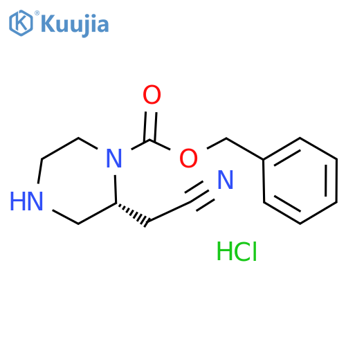 Benzyl (R)-2-(Cyanomethyl)piperazine-1-carboxylate Hydrochloride structure