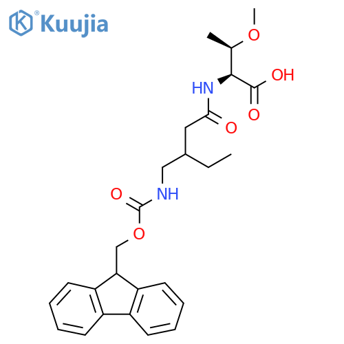 (2S,3R)-2-{3-({(9H-fluoren-9-yl)methoxycarbonyl}amino)methylpentanamido}-3-methoxybutanoic acid structure