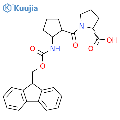 (2R)-1-2-({(9H-fluoren-9-yl)methoxycarbonyl}amino)cyclopentanecarbonylpyrrolidine-2-carboxylic acid structure