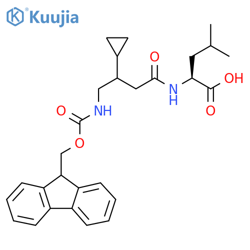 (2S)-2-3-cyclopropyl-4-({(9H-fluoren-9-yl)methoxycarbonyl}amino)butanamido-4-methylpentanoic acid structure