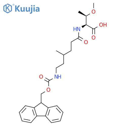 (2S,3R)-2-6-({(9H-fluoren-9-yl)methoxycarbonyl}amino)-4-methylhexanamido-3-methoxybutanoic acid structure