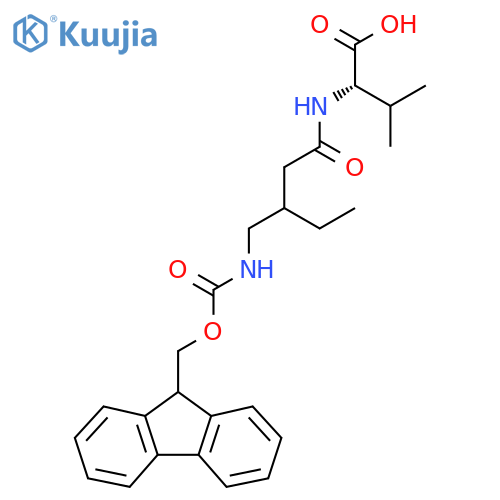 (2S)-2-{3-({(9H-fluoren-9-yl)methoxycarbonyl}amino)methylpentanamido}-3-methylbutanoic acid structure