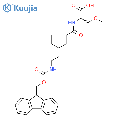 (2S)-2-4-ethyl-6-({(9H-fluoren-9-yl)methoxycarbonyl}amino)hexanamido-3-methoxypropanoic acid structure