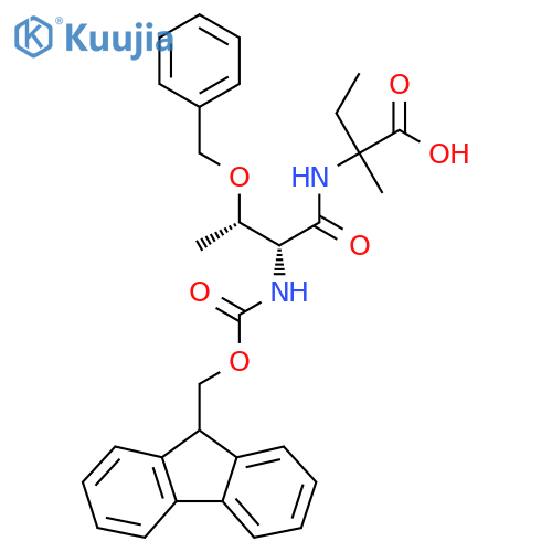 2-(2R,3S)-3-(benzyloxy)-2-({(9H-fluoren-9-yl)methoxycarbonyl}amino)butanamido-2-methylbutanoic acid structure