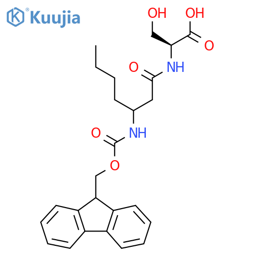 (2S)-2-3-({(9H-fluoren-9-yl)methoxycarbonyl}amino)heptanamido-3-hydroxypropanoic acid structure