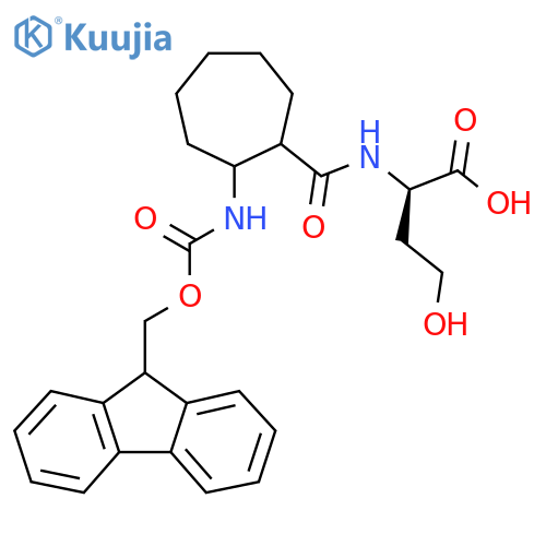 (2R)-2-{2-({(9H-fluoren-9-yl)methoxycarbonyl}amino)cycloheptylformamido}-4-hydroxybutanoic acid structure