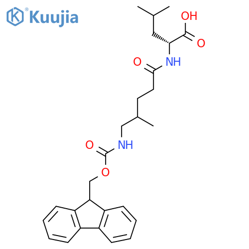 (2R)-2-5-({(9H-fluoren-9-yl)methoxycarbonyl}amino)-4-methylpentanamido-4-methylpentanoic acid structure