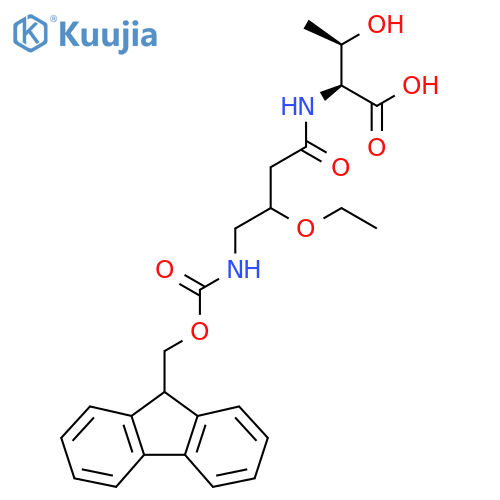 (2S,3R)-2-3-ethoxy-4-({(9H-fluoren-9-yl)methoxycarbonyl}amino)butanamido-3-hydroxybutanoic acid structure