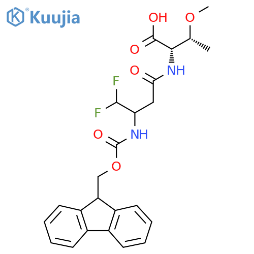 (2S,3R)-2-3-({(9H-fluoren-9-yl)methoxycarbonyl}amino)-4,4-difluorobutanamido-3-methoxybutanoic acid structure