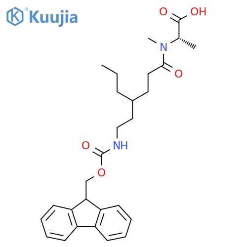 (2S)-2-{4-2-({(9H-fluoren-9-yl)methoxycarbonyl}amino)ethyl-N-methylheptanamido}propanoic acid structure