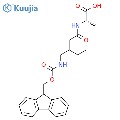 (2S)-2-{3-({(9H-fluoren-9-yl)methoxycarbonyl}amino)methylpentanamido}propanoic acid structure