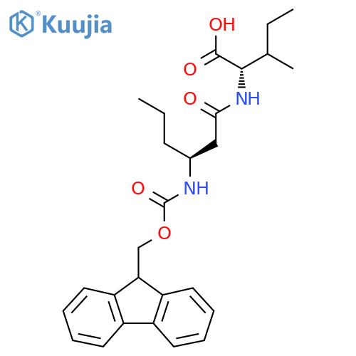 (2S)-2-(3S)-3-({(9H-fluoren-9-yl)methoxycarbonyl}amino)hexanamido-3-methylpentanoic acid structure