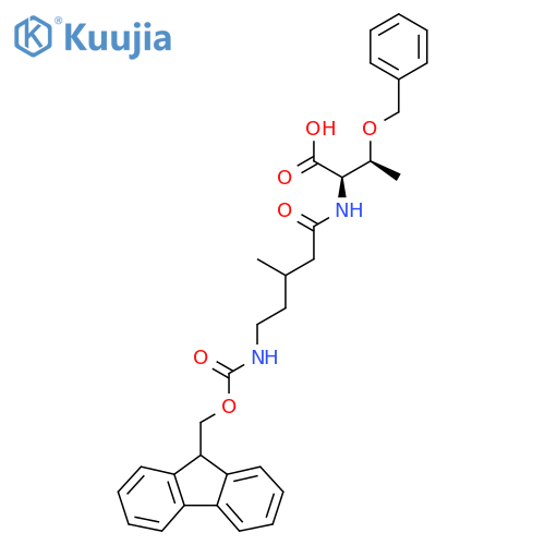 (2R,3S)-3-(benzyloxy)-2-5-({(9H-fluoren-9-yl)methoxycarbonyl}amino)-3-methylpentanamidobutanoic acid structure
