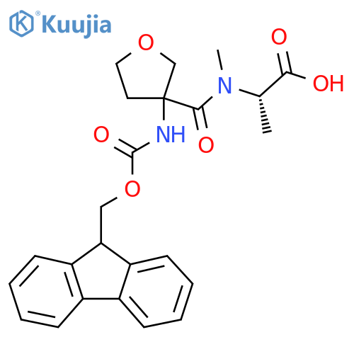 (2S)-2-{1-3-({(9H-fluoren-9-yl)methoxycarbonyl}amino)oxolan-3-yl-N-methylformamido}propanoic acid structure