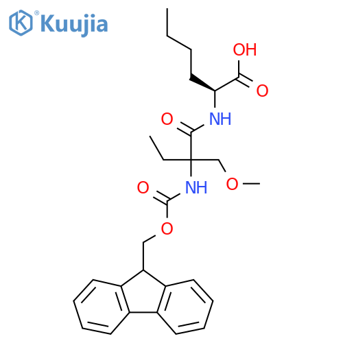 (2S)-2-2-({(9H-fluoren-9-yl)methoxycarbonyl}amino)-2-(methoxymethyl)butanamidohexanoic acid structure