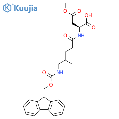 (2S)-2-5-({(9H-fluoren-9-yl)methoxycarbonyl}amino)-4-methylpentanamido-4-methoxy-4-oxobutanoic acid structure