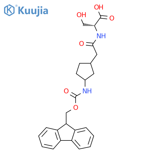 (2R)-2-{2-3-({(9H-fluoren-9-yl)methoxycarbonyl}amino)cyclopentylacetamido}-3-hydroxypropanoic acid structure