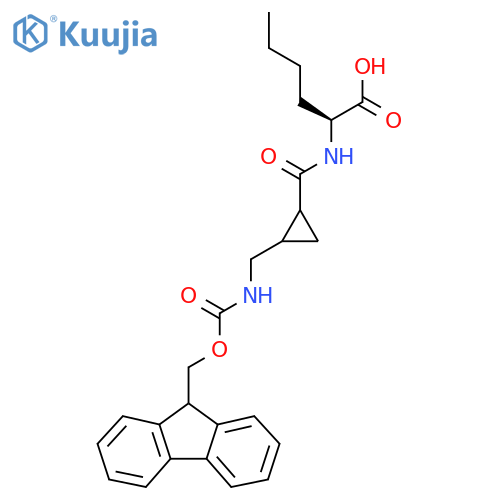 (2S)-2-({2-({(9H-fluoren-9-yl)methoxycarbonyl}amino)methylcyclopropyl}formamido)hexanoic acid structure