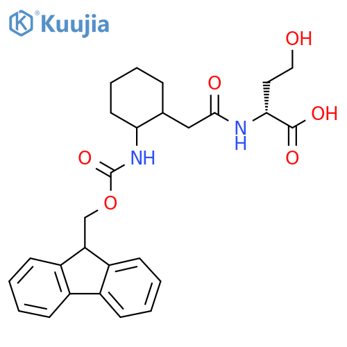 (2R)-2-{2-2-({(9H-fluoren-9-yl)methoxycarbonyl}amino)cyclohexylacetamido}-4-hydroxybutanoic acid structure