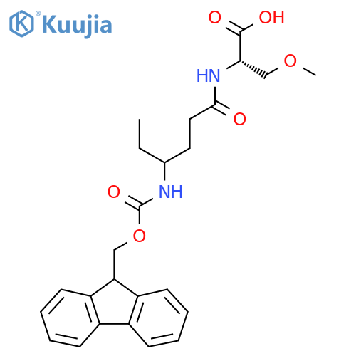 (2S)-2-4-({(9H-fluoren-9-yl)methoxycarbonyl}amino)hexanamido-3-methoxypropanoic acid structure