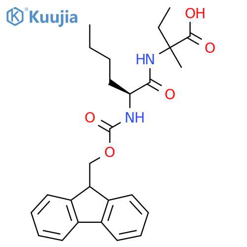 2-(2S)-2-({(9H-fluoren-9-yl)methoxycarbonyl}amino)hexanamido-2-methylbutanoic acid structure