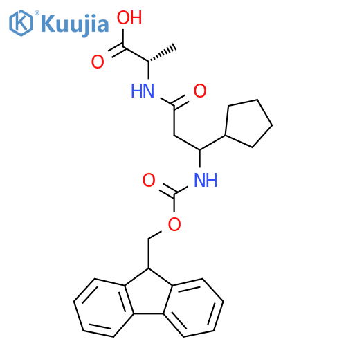 (2S)-2-3-cyclopentyl-3-({(9H-fluoren-9-yl)methoxycarbonyl}amino)propanamidopropanoic acid structure