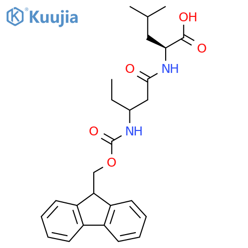 (2S)-2-3-({(9H-fluoren-9-yl)methoxycarbonyl}amino)pentanamido-4-methylpentanoic acid structure