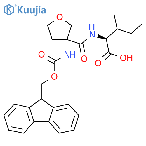 (2S)-2-{3-({(9H-fluoren-9-yl)methoxycarbonyl}amino)oxolan-3-ylformamido}-3-methylpentanoic acid structure