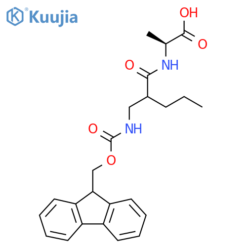 (2S)-2-{2-({(9H-fluoren-9-yl)methoxycarbonyl}amino)methylpentanamido}propanoic acid structure