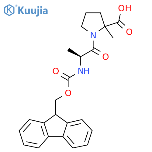 1-(2S)-2-({(9H-fluoren-9-yl)methoxycarbonyl}amino)propanoyl-2-methylpyrrolidine-2-carboxylic acid structure