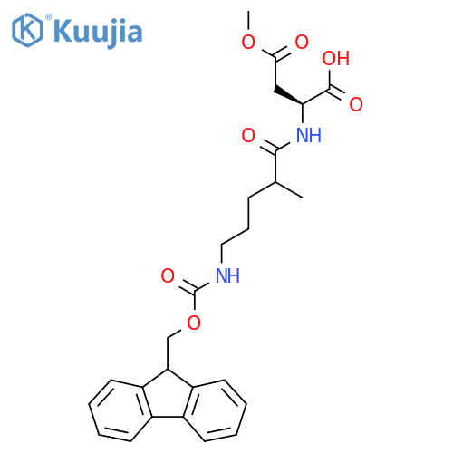 (2S)-2-5-({(9H-fluoren-9-yl)methoxycarbonyl}amino)-2-methylpentanamido-4-methoxy-4-oxobutanoic acid structure