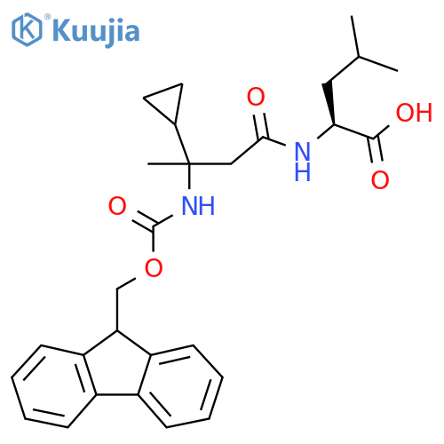 (2S)-2-3-cyclopropyl-3-({(9H-fluoren-9-yl)methoxycarbonyl}amino)butanamido-4-methylpentanoic acid structure